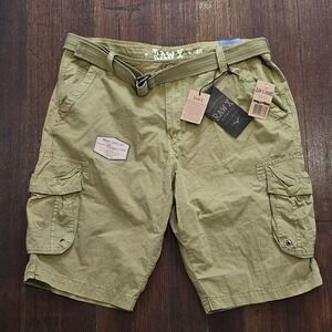 Raw‎ X RMS‑17021 Men's Belted Cargo Shorts – Size 40 Green Khaki, New w/Tags